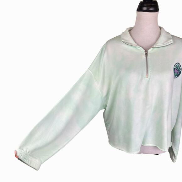 Quicksilver NWT Tie Dye Long Sleeve Logo Collared Quarter Zip Cropped Pullover - Picture 3 of 13